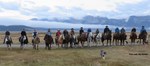 line of cowboys and cowgirls