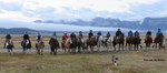 line of cowboys and cowgirls